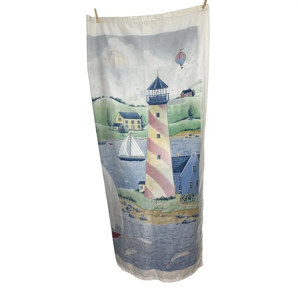 Warren Kimble Coastal Breeze Collection Shower Curtain Lighthouse Sailboats